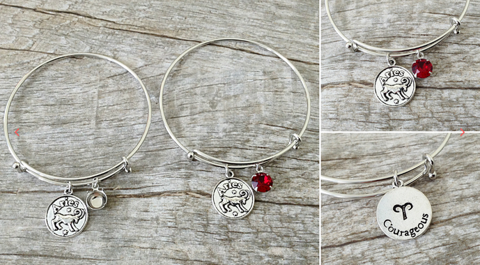 Aries Charm Bangle Bracelet 