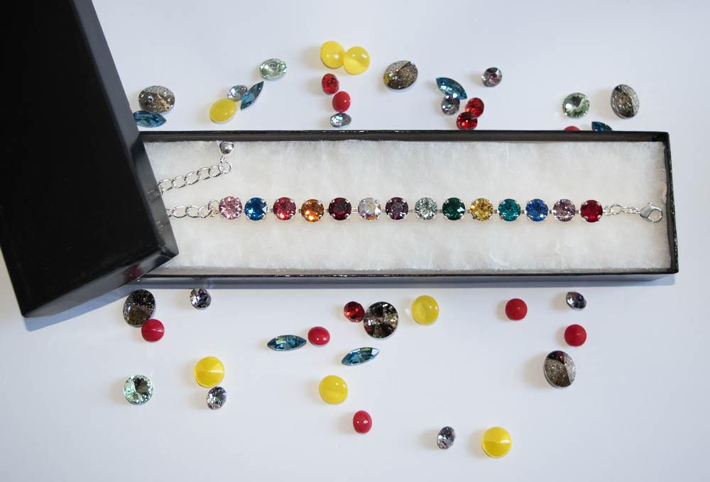 Jewel Tone Color Bracelet made with Swarovski Stones